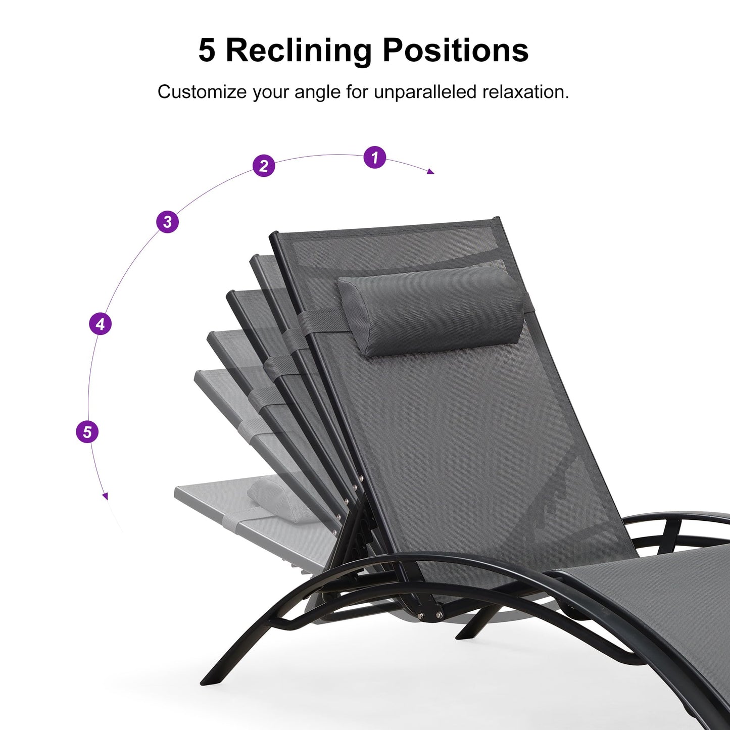 PURPLE LEAF Patio Chaise Lounge Set Outdoor Beach Pool Sunbathing Lawn Lounger Recliner Chair Outside Chairs with Side Table Included
