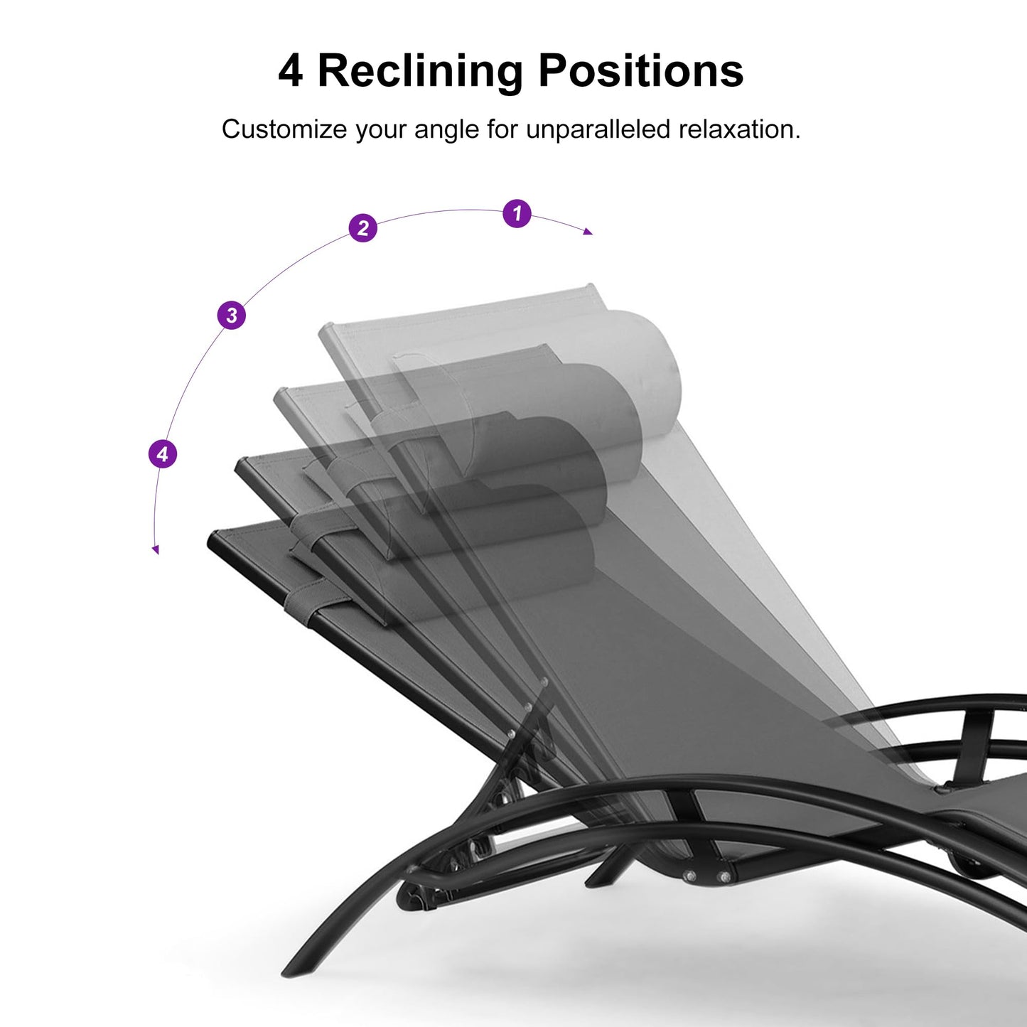 PURPLE LEAF Patio Chaise Lounge Set Outdoor Beach Pool Sunbathing Lawn Lounger Recliner Chair Outside Chairs with Side Table Included