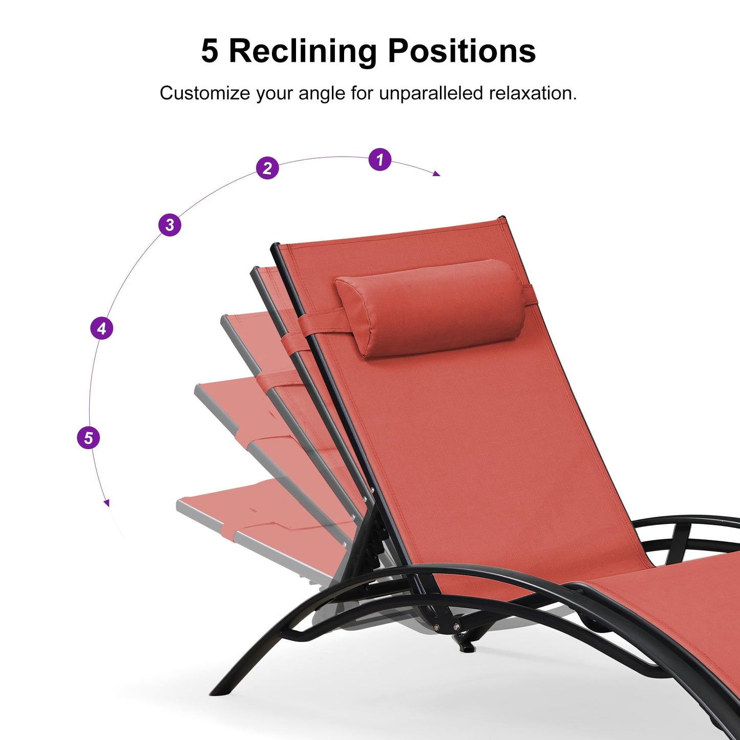 PURPLE LEAF Patio Chaise Lounge Set Outdoor Beach Pool Sunbathing Lawn Lounger Recliner Chair Outside Chairs with Side Table Included