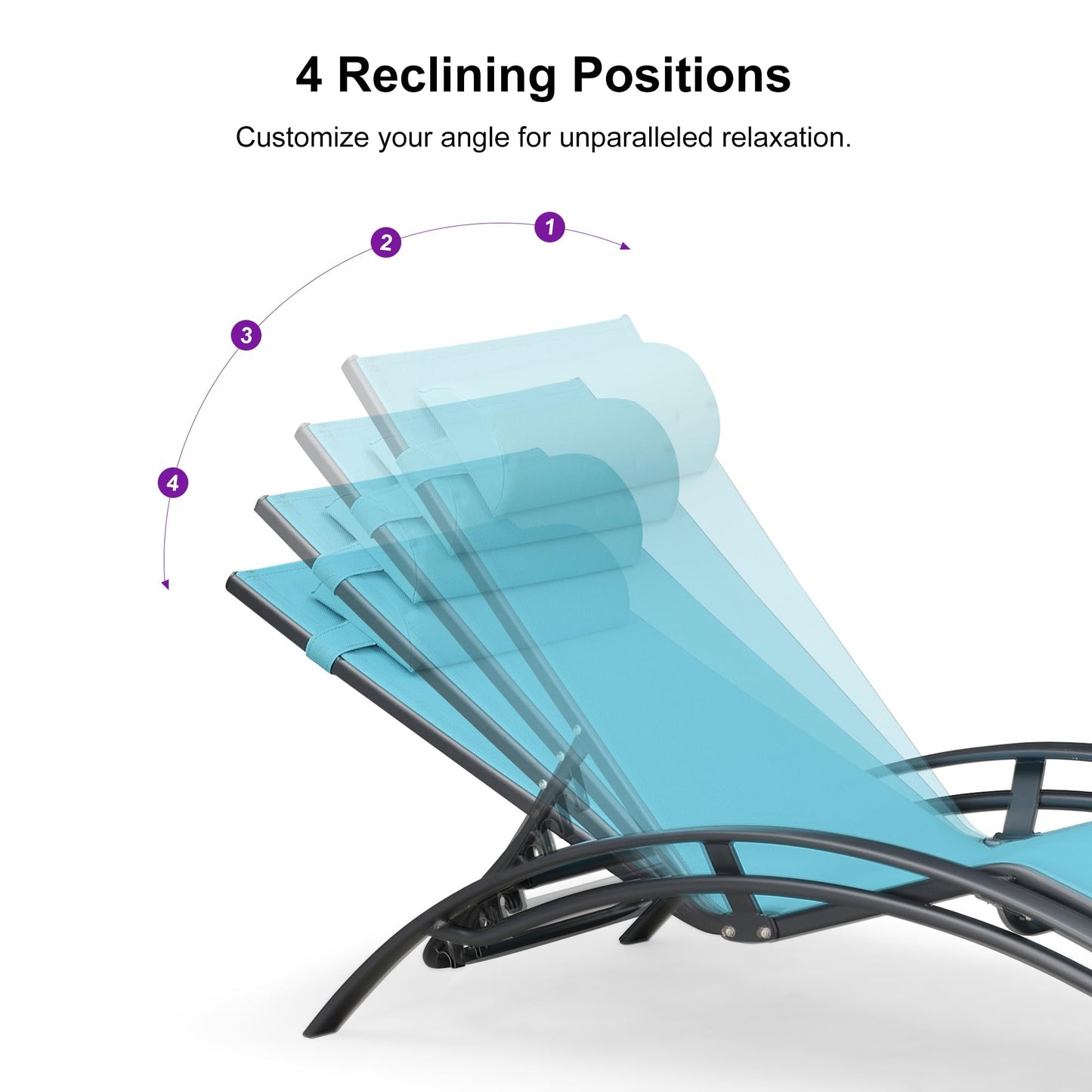 PURPLE LEAF Patio Chaise Lounge Set Outdoor Beach Pool Sunbathing Lawn Lounger Recliner Chair Outside Chairs with Side Table Included