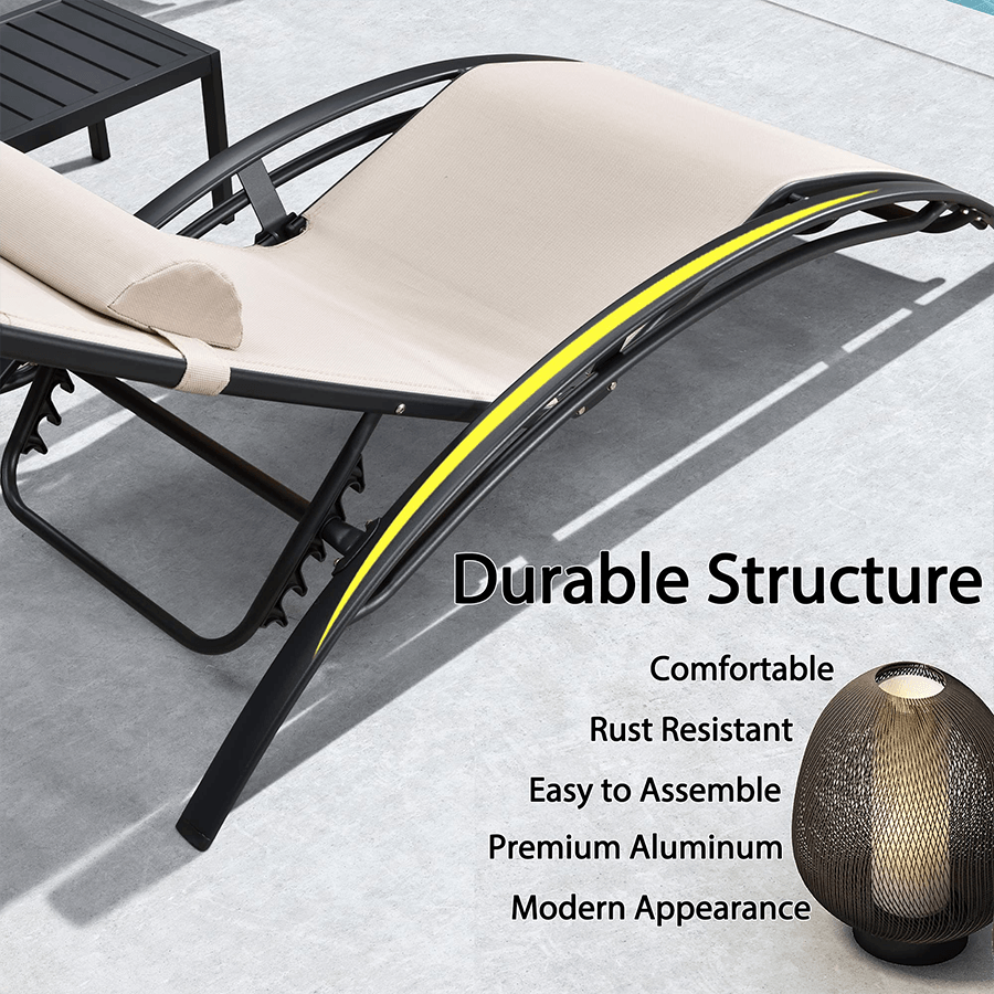 OPEN BOX I PURPLE LEAF Patio Chaise Lounge Set Outdoor Beach Pool Sunbathing Lawn Lounger Recliner Chair Outside Chairs with Side Table Included