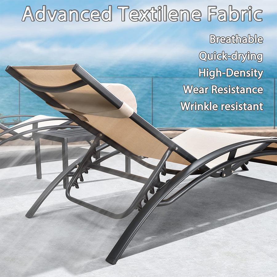 OPEN BOX I PURPLE LEAF Patio Chaise Lounge Set Outdoor Beach Pool Sunbathing Lawn Lounger Recliner Chair Outside Chairs with Side Table Included