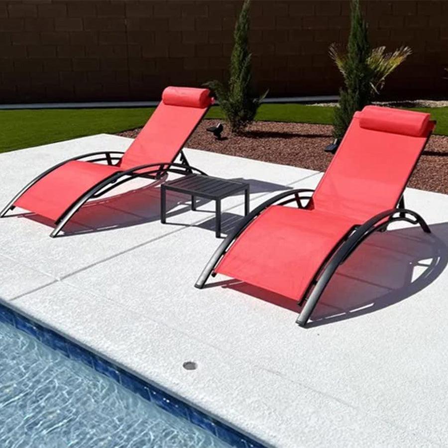 OPEN BOX I PURPLE LEAF Patio Chaise Lounge Set Outdoor Beach Pool Sunbathing Lawn Lounger Recliner Chair Outside Chairs with Side Table Included