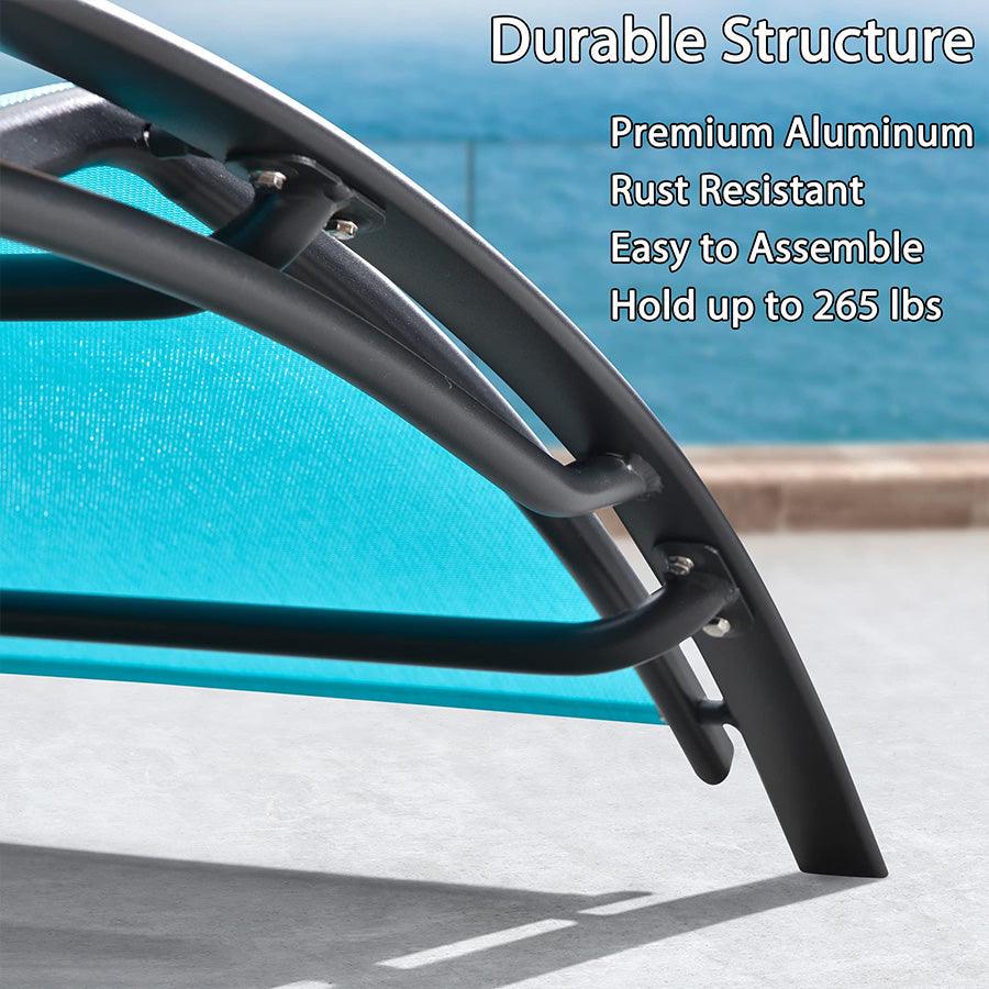 OPEN BOX I PURPLE LEAF Patio Chaise Lounge Set Outdoor Beach Pool Sunbathing Lawn Lounger Recliner Chair Outside Chairs with Side Table Included