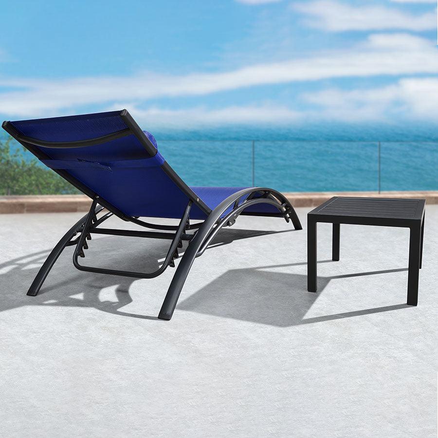 OPEN BOX I PURPLE LEAF Patio Chaise Lounge Set Outdoor Beach Pool Sunbathing Lawn Lounger Recliner Chair Outside Chairs with Side Table Included
