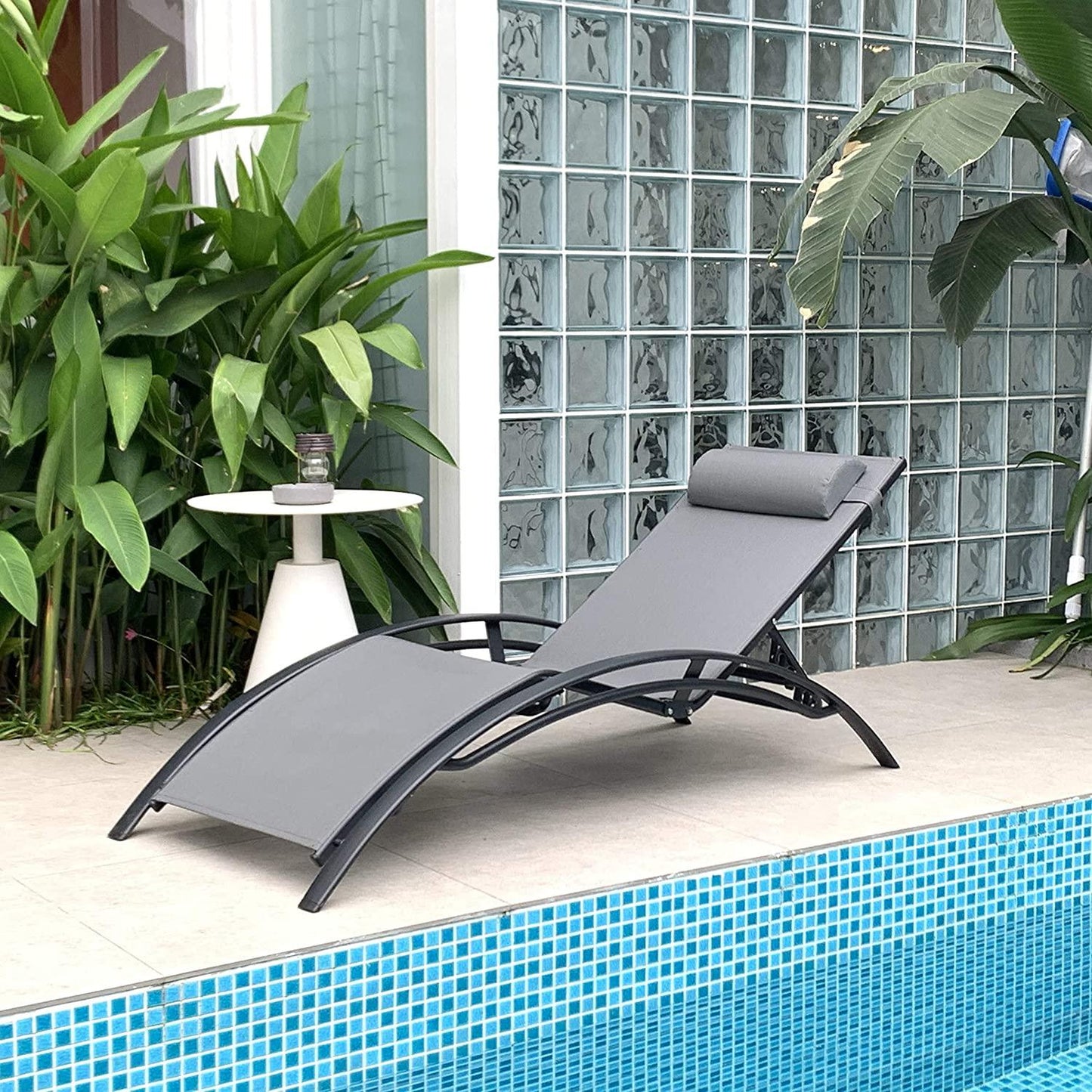 OPEN BOX I PURPLE LEAF Patio Chaise Lounge Set Outdoor Beach Pool Sunbathing Lawn Lounger Recliner Chair Outside Chairs with Side Table Included