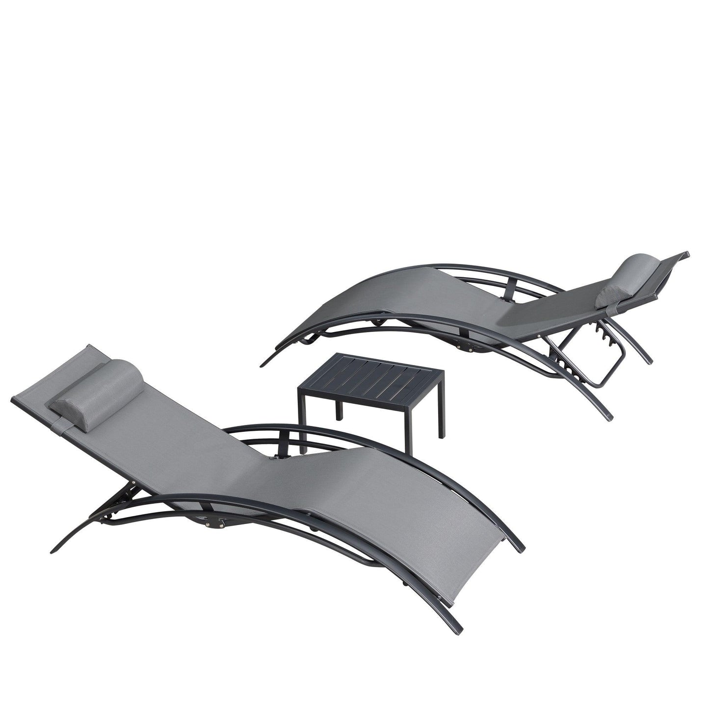 OPEN BOX I PURPLE LEAF Patio Chaise Lounge Set Outdoor Beach Pool Sunbathing Lawn Lounger Recliner Chair Outside Chairs with Side Table Included