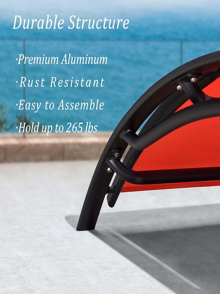 OPEN BOX I PURPLE LEAF Patio Chaise Lounge Set Outdoor Beach Pool Sunbathing Lawn Lounger Recliner Chair Outside Chairs with Side Table Included