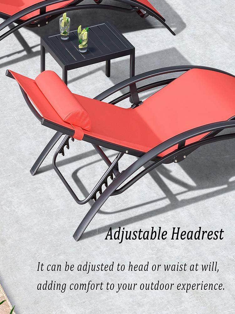 OPEN BOX I PURPLE LEAF Patio Chaise Lounge Set Outdoor Beach Pool Sunbathing Lawn Lounger Recliner Chair Outside Chairs with Side Table Included