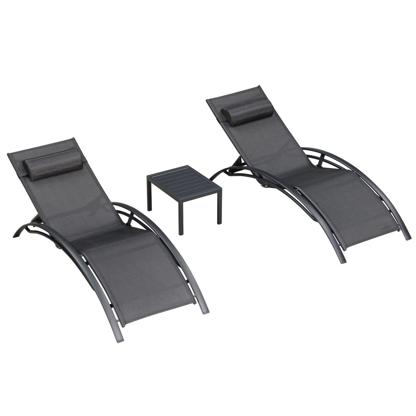 OPEN BOX I PURPLE LEAF Patio Chaise Lounge Set Outdoor Beach Pool Sunbathing Lawn Lounger Recliner Chair Outside Chairs with Side Table Included