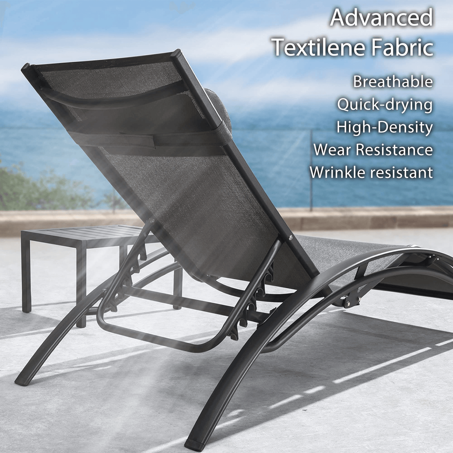 OPEN BOX I PURPLE LEAF Patio Chaise Lounge Set Outdoor Beach Pool Sunbathing Lawn Lounger Recliner Chair Outside Chairs with Side Table Included