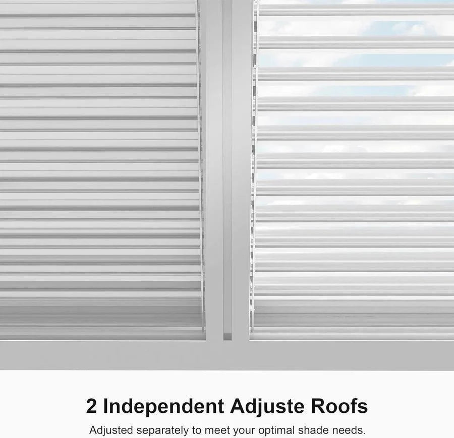 PURPLE LEAF Louvered Pergola white Outdoor Aluminum Pergola with Strip Lights Adjustable Gazebo for Patio Deck Garden