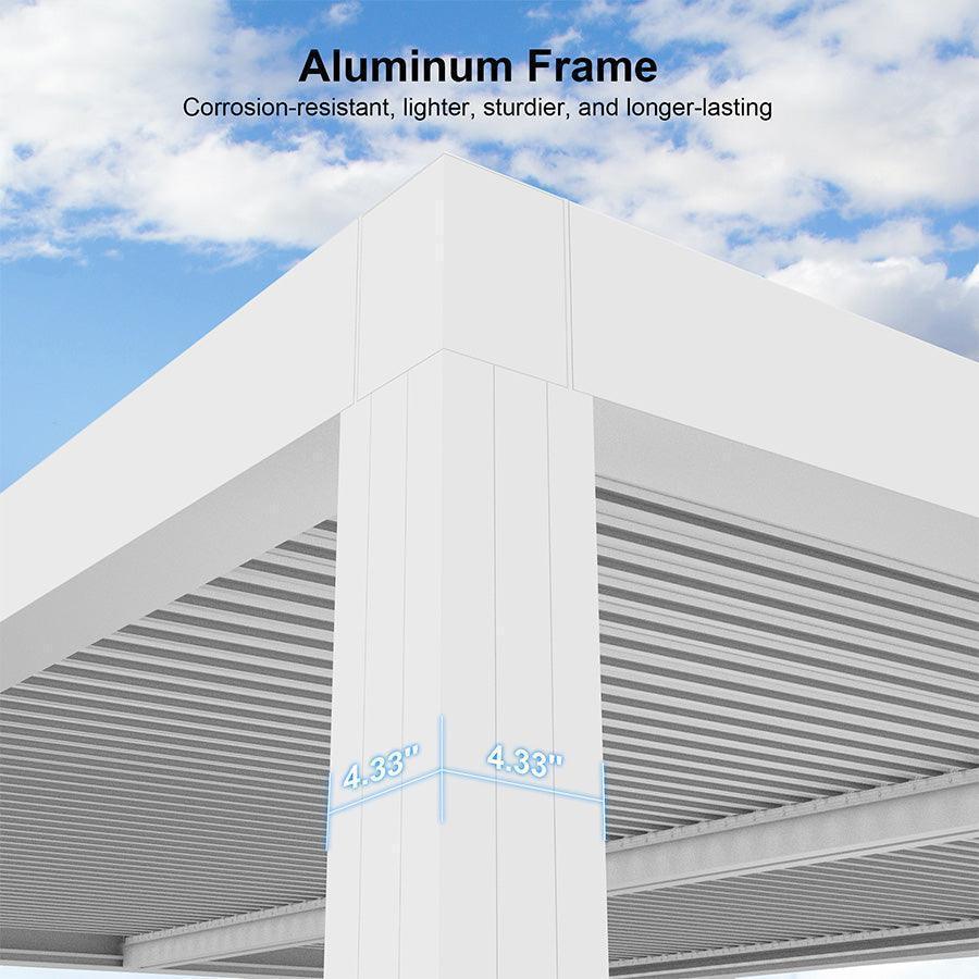 PURPLE LEAF Louvered Pergola white Outdoor Aluminum Pergola with Strip Lights Adjustable Gazebo for Patio Deck Garden