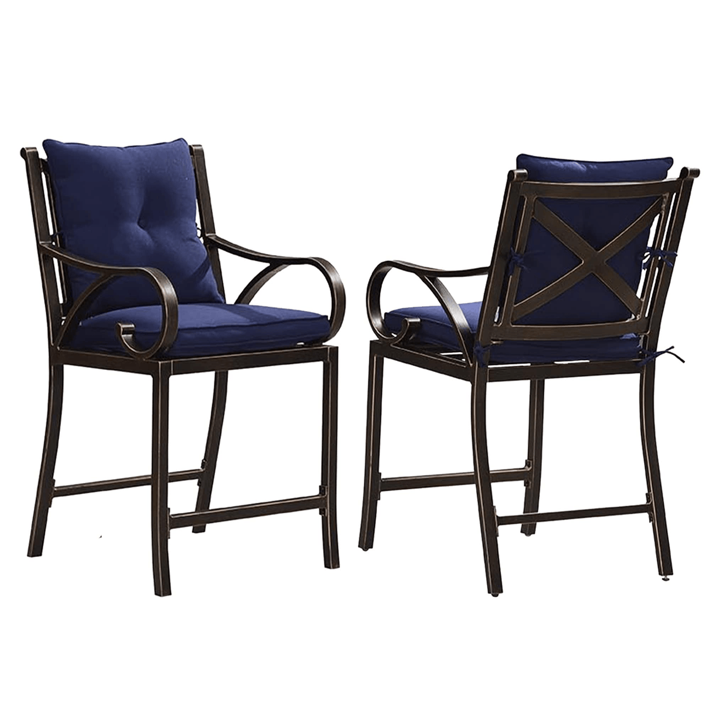 PURPLE LEAF Outdoor Bar Stools Set Modern Cast Aluminum Patio Chairs