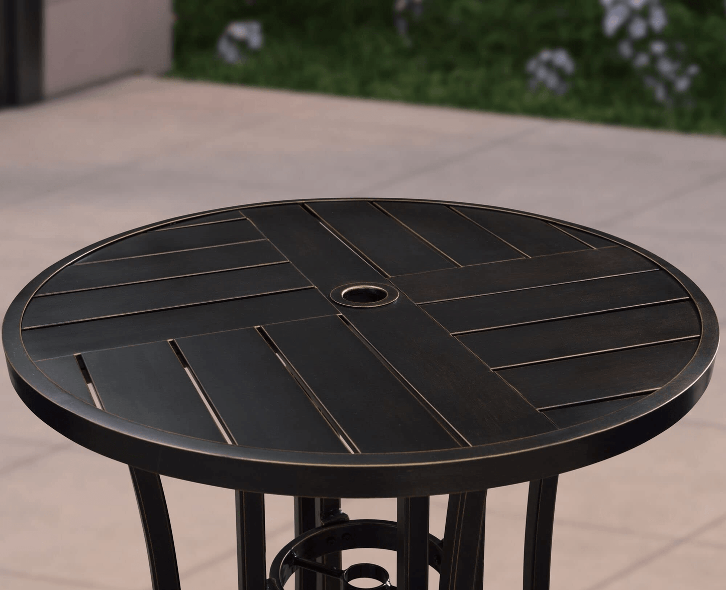 PURPLE LEAF Outdoor Bar Stools Set Modern Cast Aluminum Patio Chairs