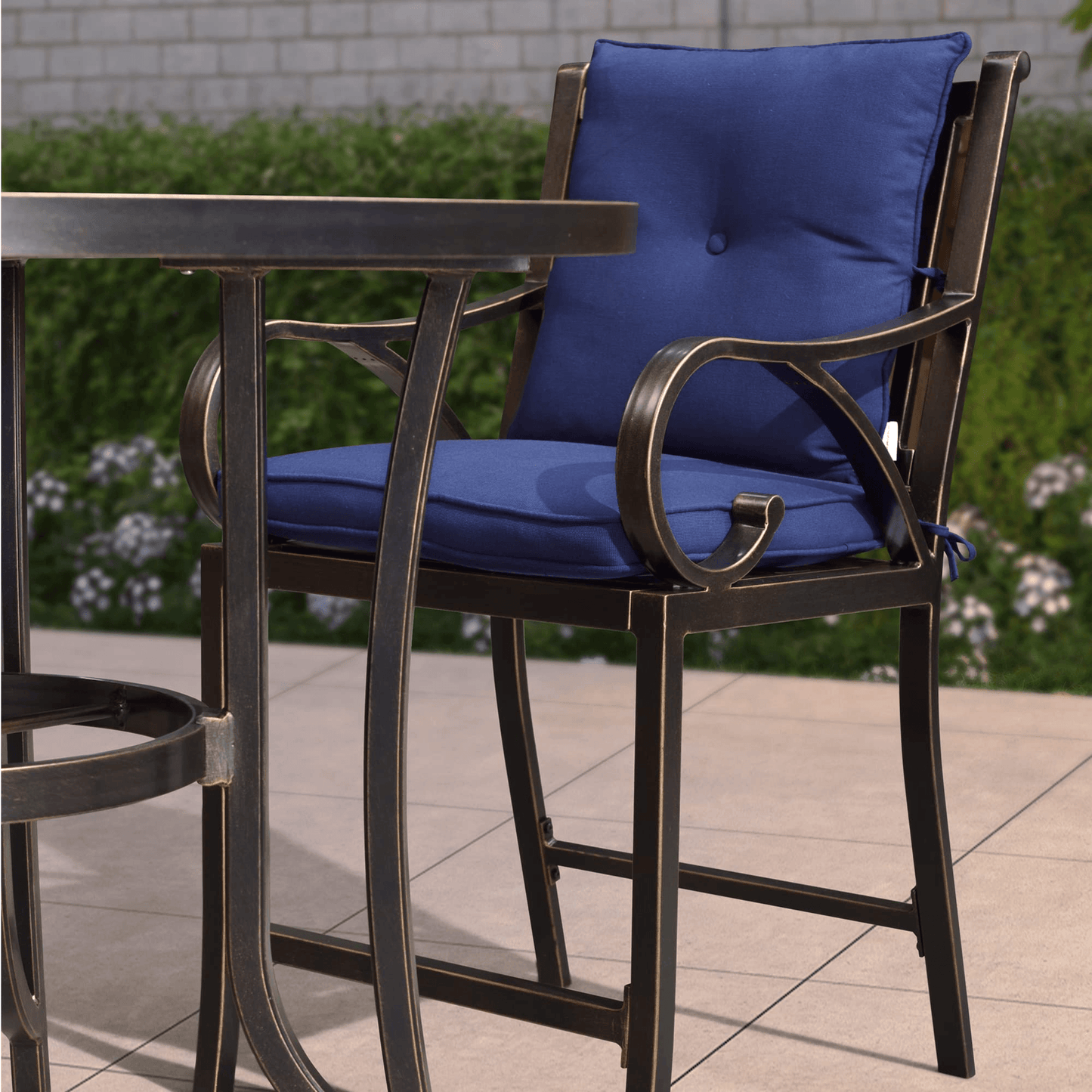 PURPLE LEAF Outdoor Bar Stools Set Modern Cast Aluminum Patio Chairs