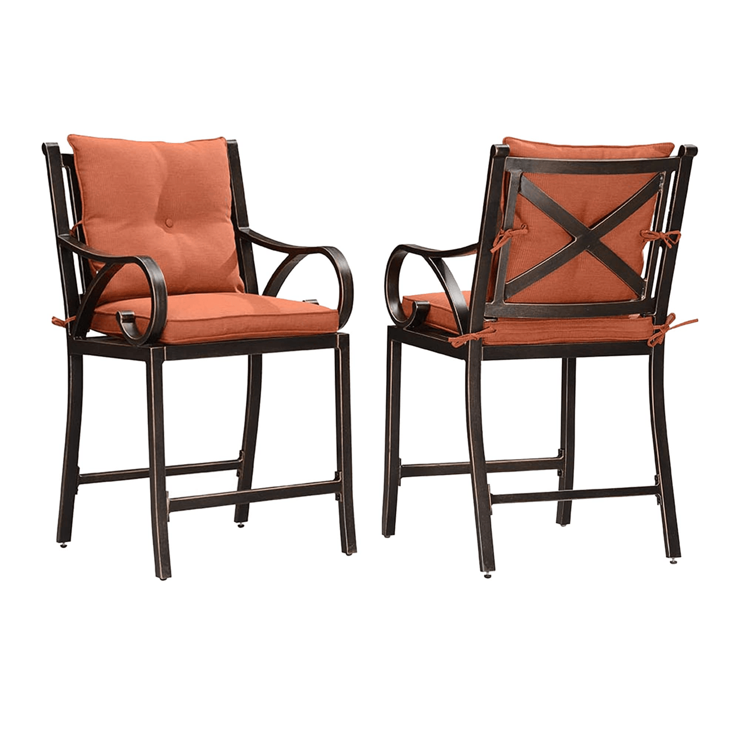 PURPLE LEAF Outdoor Bar Stools Set Modern Cast Aluminum Patio Chairs