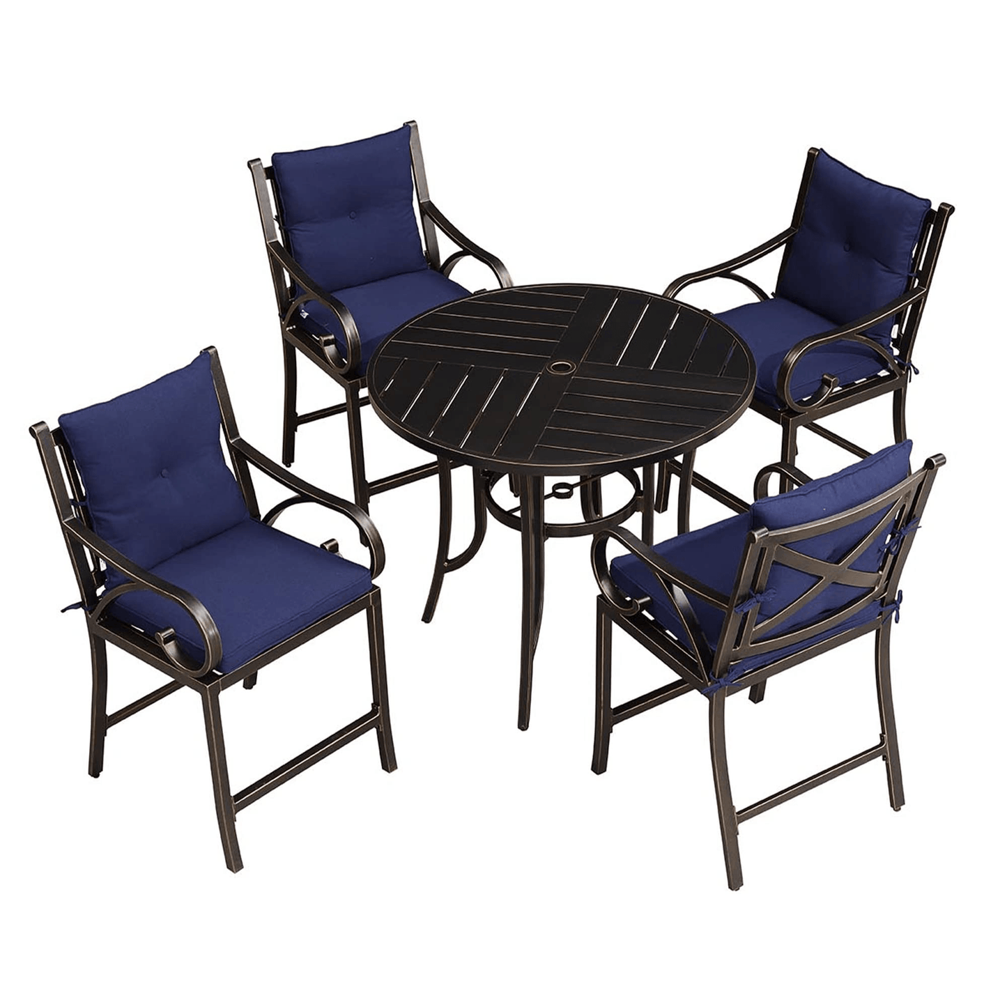 PURPLE LEAF Outdoor Bar Stools Set Modern Cast Aluminum Patio Chairs