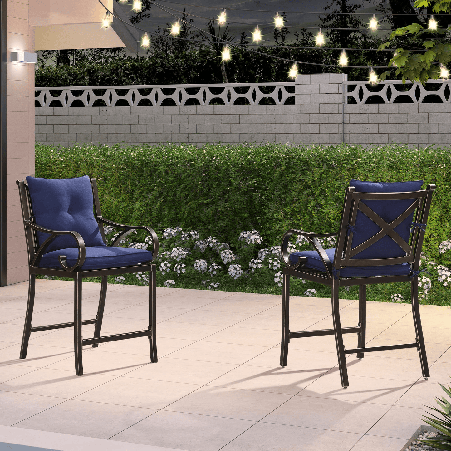 PURPLE LEAF Outdoor Bar Stools Set Modern Cast Aluminum Patio Chairs