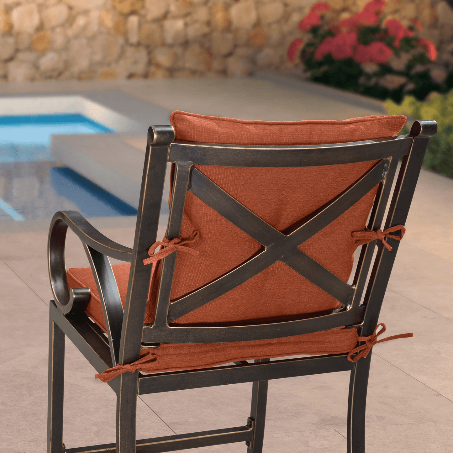 PURPLE LEAF Outdoor Bar Stools Set Modern Cast Aluminum Patio Chairs