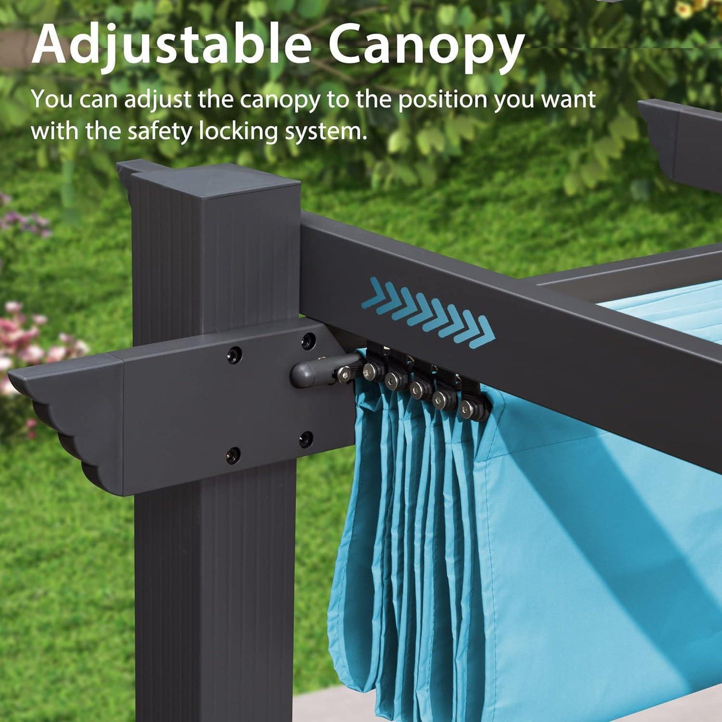 PURPLE LEAF Outdoor Pergola with Retractable Canopy Aluminum Shelter for Beach Porch Garden  Shade Pavilion Pergola  with Lights
