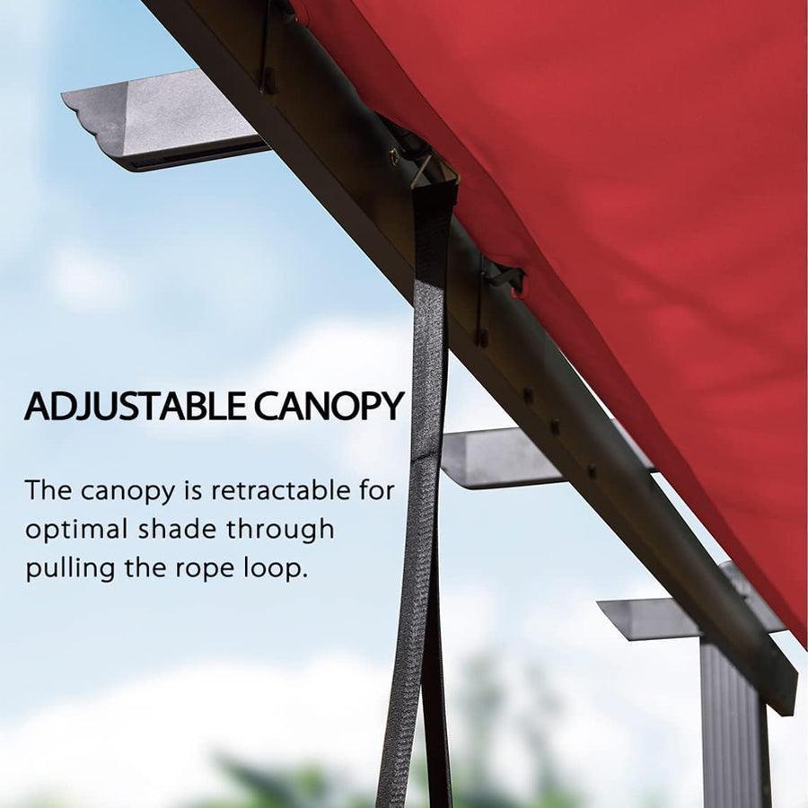 PURPLE LEAF Outdoor Pergola with Retractable Canopy Aluminum Shelter for Beach Porch Garden  Shade Pavilion Pergola  with Lights