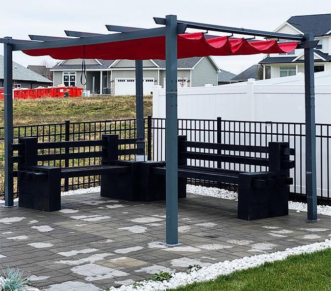 PURPLE LEAF Outdoor Pergola with Retractable Canopy Aluminum Shelter for Beach Porch Garden  Shade Pavilion Pergola  with Lights
