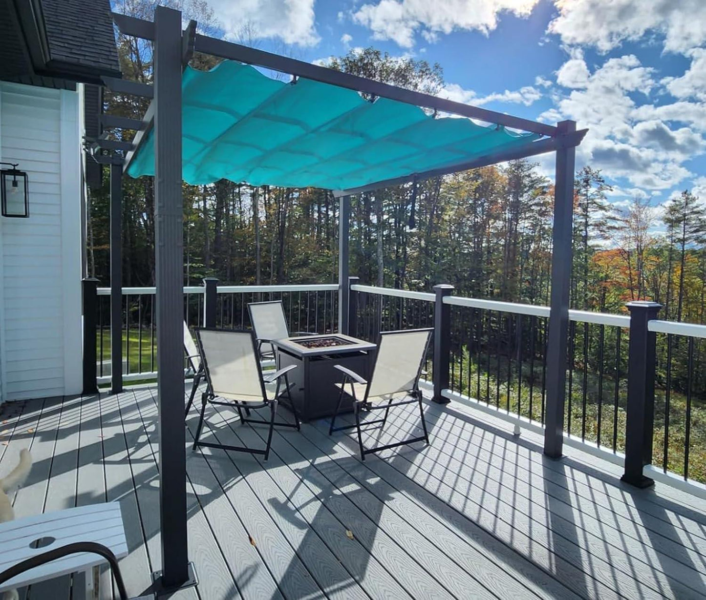 PURPLE LEAF Outdoor Pergola with Retractable Canopy Aluminum Shelter for Beach Porch Garden  Shade Pavilion Pergola  with Lights