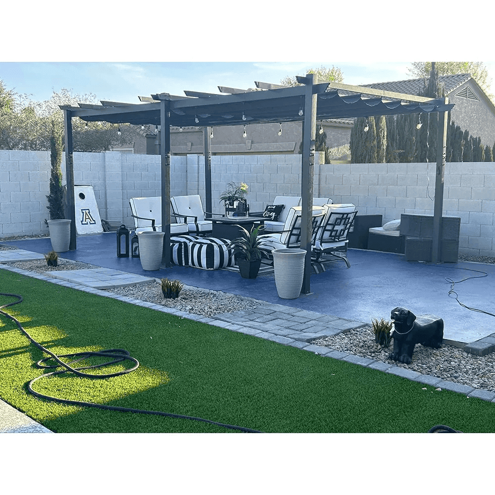 PURPLE LEAF Outdoor Pergola with Retractable Canopy Aluminum Shelter for Beach Porch Garden  Shade Pavilion Pergola  with Lights