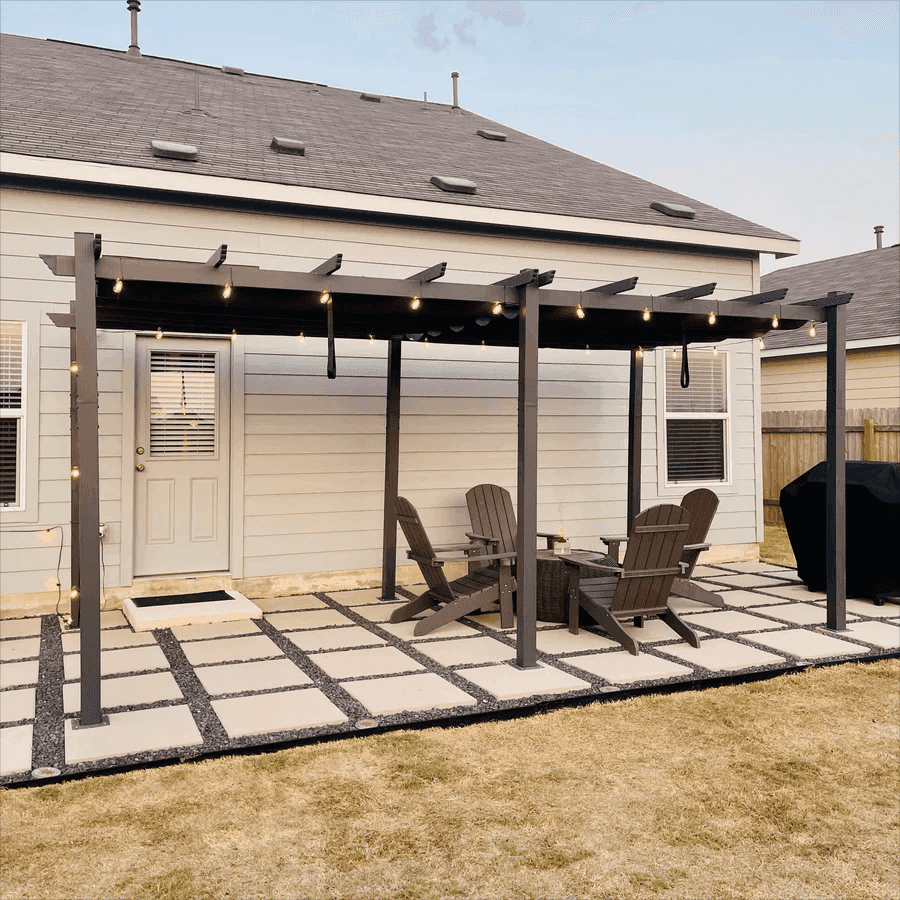 PURPLE LEAF Outdoor Pergola with Retractable Canopy Aluminum Shelter for Beach Porch Garden  Shade Pavilion Pergola  with Lights