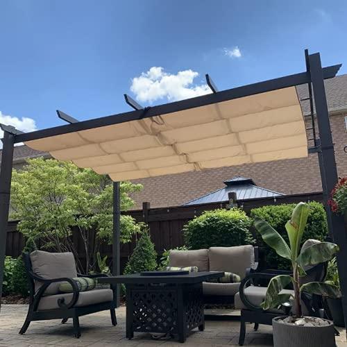 PURPLE LEAF Outdoor Pergola with Retractable Canopy Aluminum Shelter for Beach Porch Garden  Shade Pavilion Pergola  with Lights