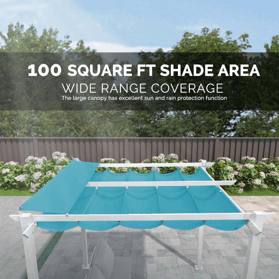 PURPLE LEAF Outdoor Retractable Pergola with Double Sun Shade Canopy White Heavy-Duty Aluminum Pergola Patio Modern Pergola With Lights