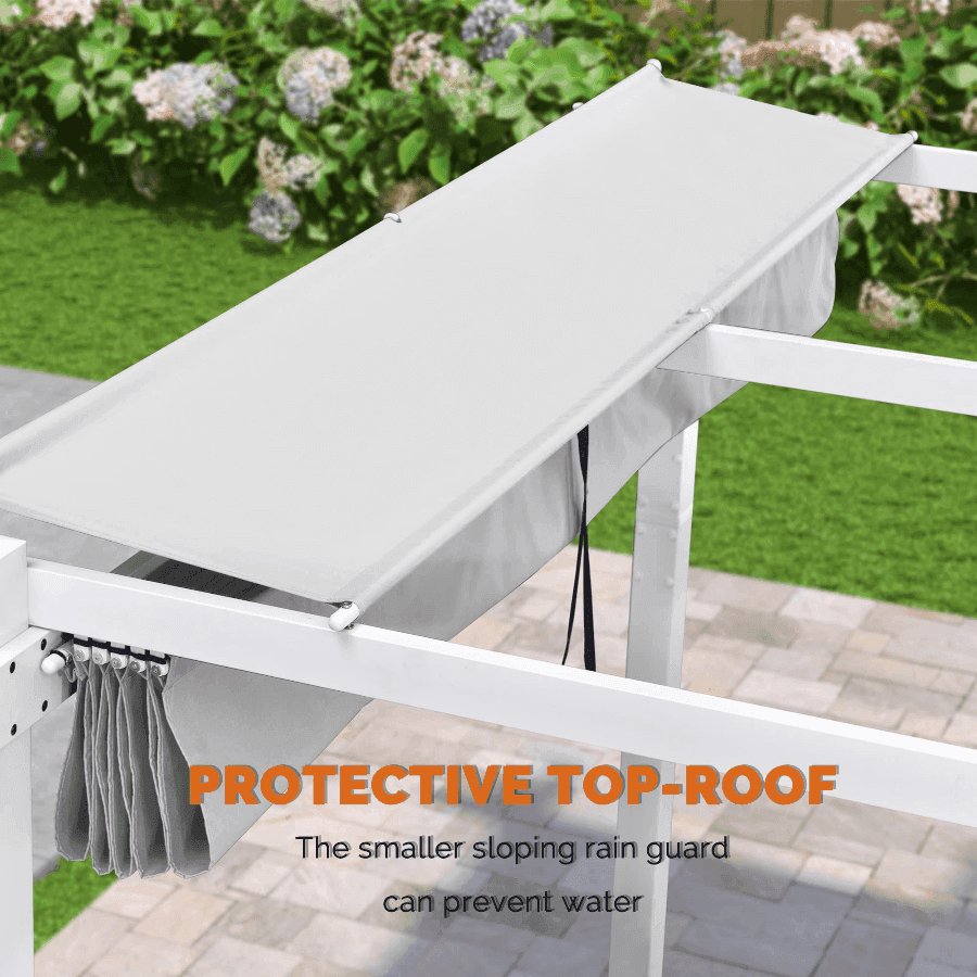 PURPLE LEAF Outdoor Retractable Pergola with Double Sun Shade Canopy White Heavy-Duty Aluminum Pergola Patio Modern Pergola With Lights