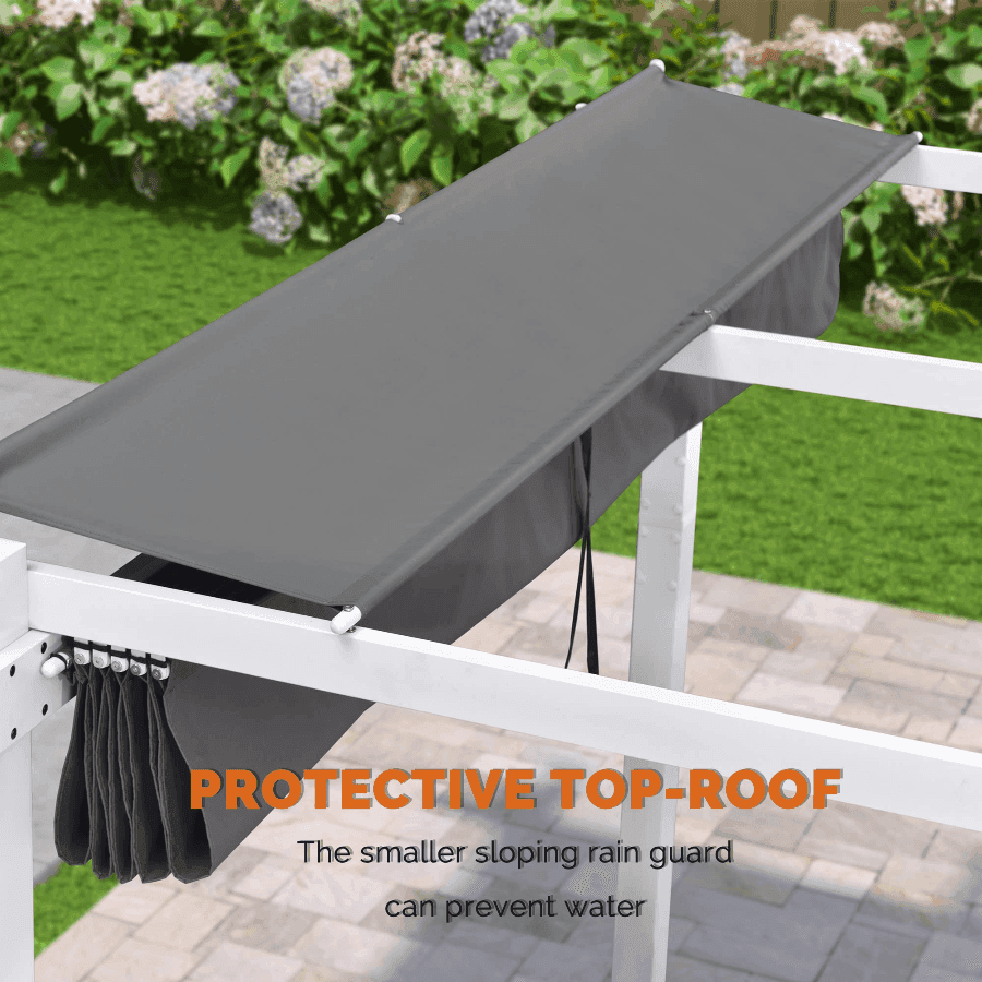 PURPLE LEAF Outdoor Retractable Pergola with Double Sun Shade Canopy White Heavy-Duty Aluminum Pergola Patio Modern Pergola With Lights
