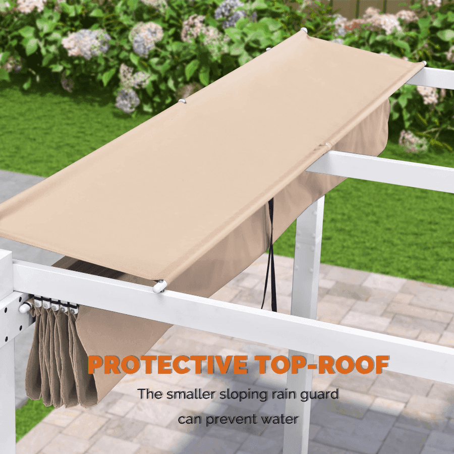 PURPLE LEAF Outdoor Retractable Pergola with Double Sun Shade Canopy White Heavy-Duty Aluminum Pergola Patio Modern Pergola With Lights