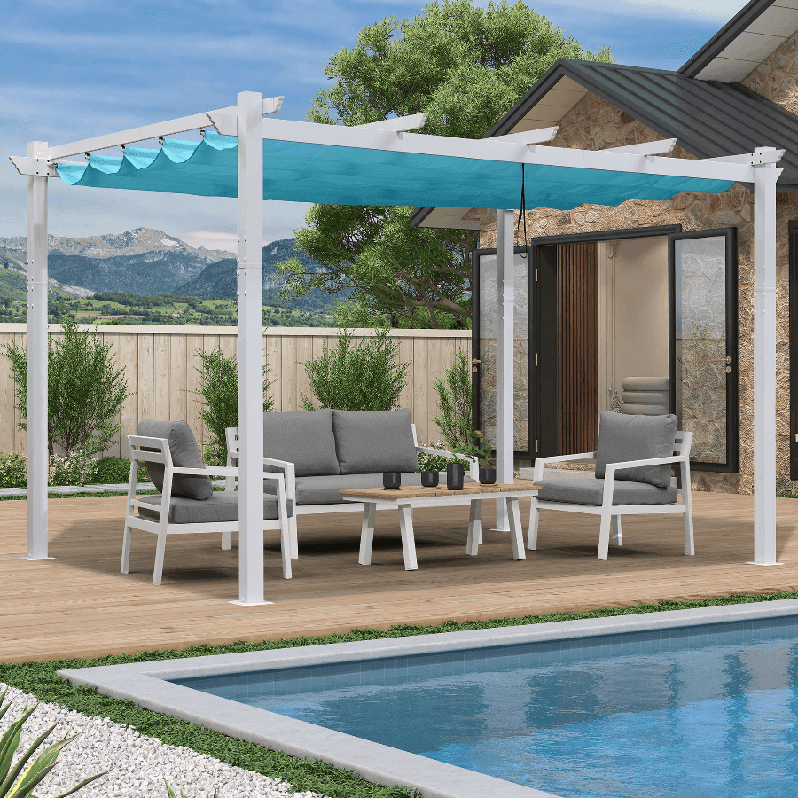 PURPLE LEAF Outdoor Retractable Pergola with Sun Shade Canopy Cover White Patio Metal Shelter for Garden Pavilion Grill Gazebo Grape Trellis Pergola-Purple Leaf Garden