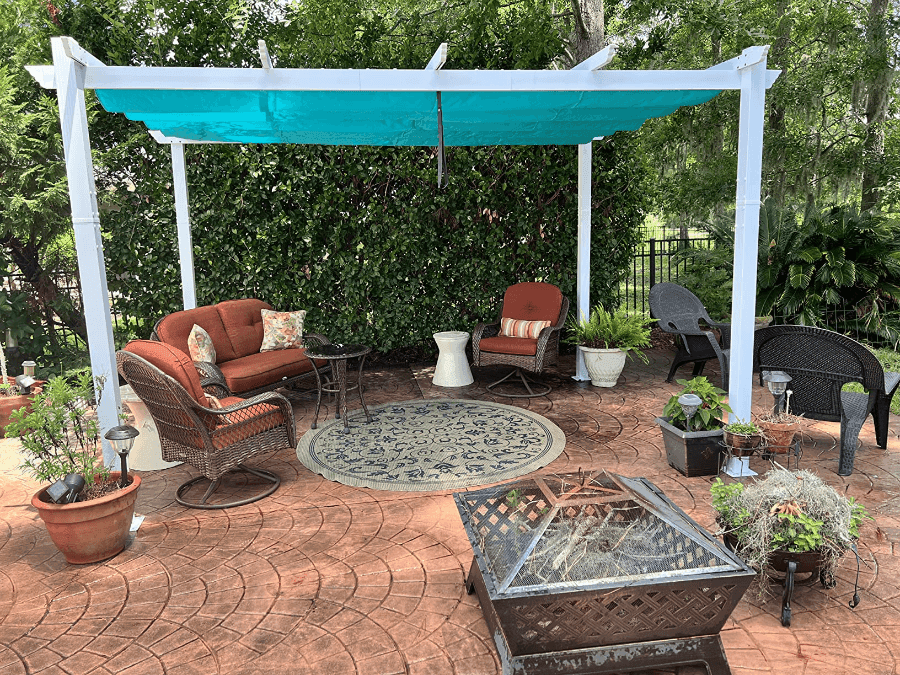 PURPLE LEAF Outdoor Retractable Pergola with Sun Shade Canopy Cover White Patio Metal Shelter for Garden With Lights
