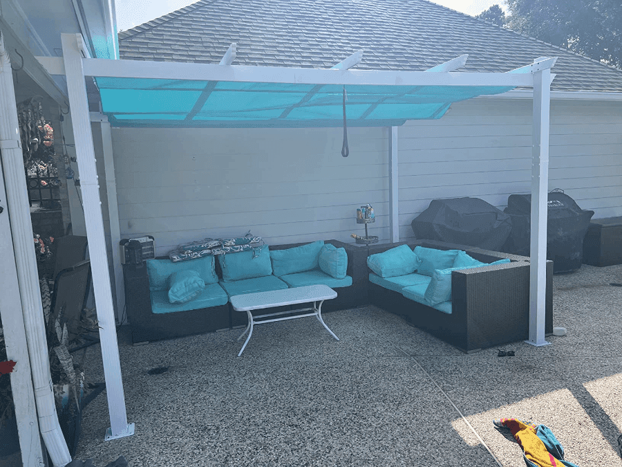 PURPLE LEAF Outdoor Retractable Pergola with Sun Shade Canopy Cover White Patio Metal Shelter for Garden With Lights