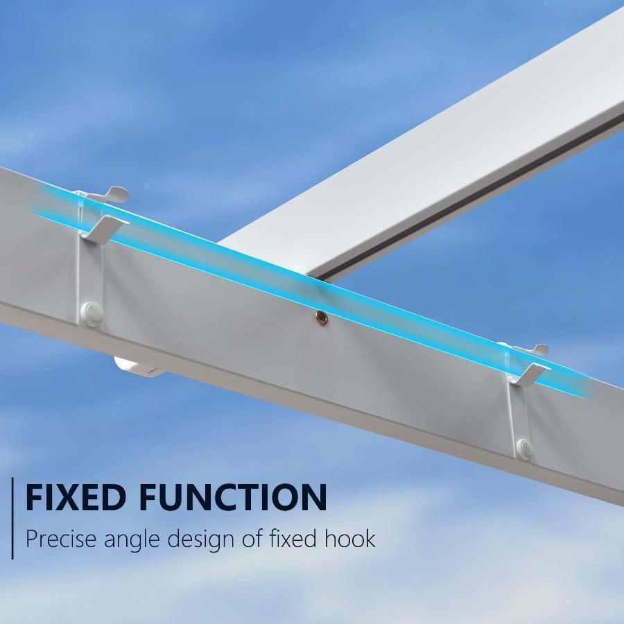 PURPLE LEAF Outdoor Retractable Pergola with Sun Shade Canopy Cover White Patio Metal Shelter for Garden With Lights