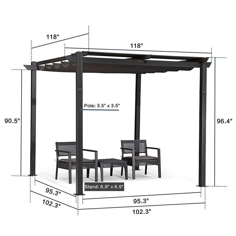 PURPLE LEAF Outdoor Retractable Pergola with Sun Shade Canopy Patio Aluminum Pergola With Lights