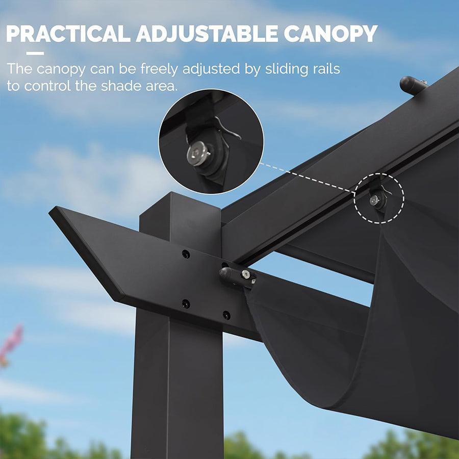 PURPLE LEAF Outdoor Retractable Pergola with Sun Shade Canopy Patio Aluminum Pergola With Lights