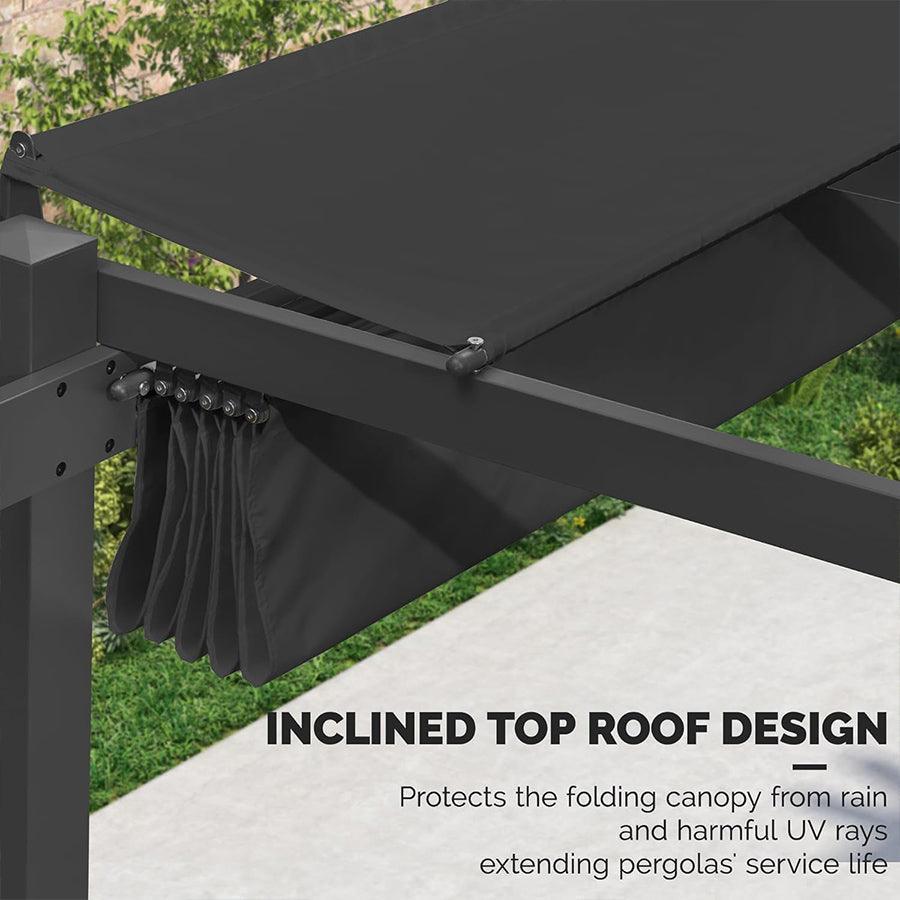 PURPLE LEAF Outdoor Retractable Pergola with Sun Shade Canopy Patio Aluminum Pergola With Lights
