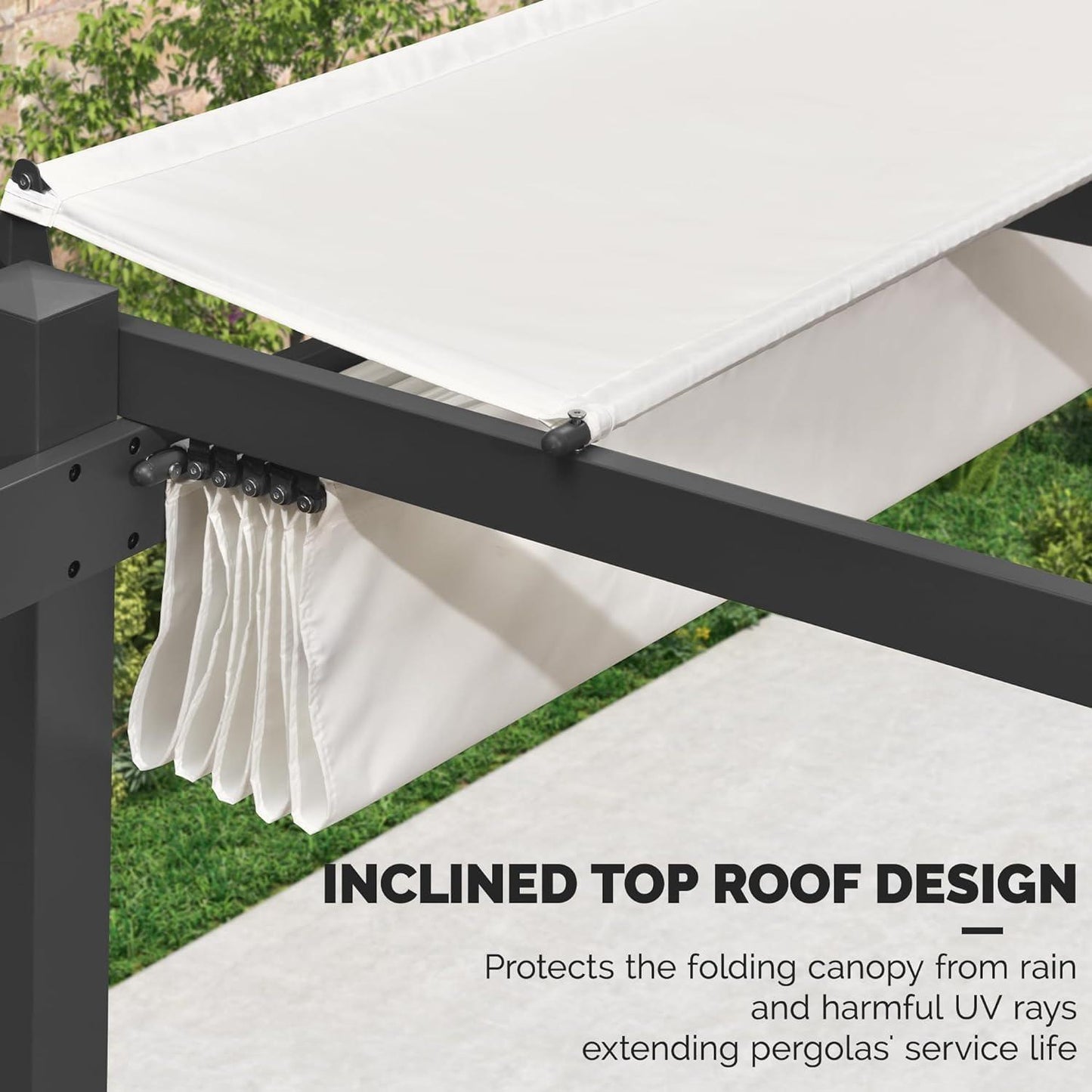 PURPLE LEAF Outdoor Retractable Pergola with Sun Shade Canopy Patio Aluminum Pergola With Lights
