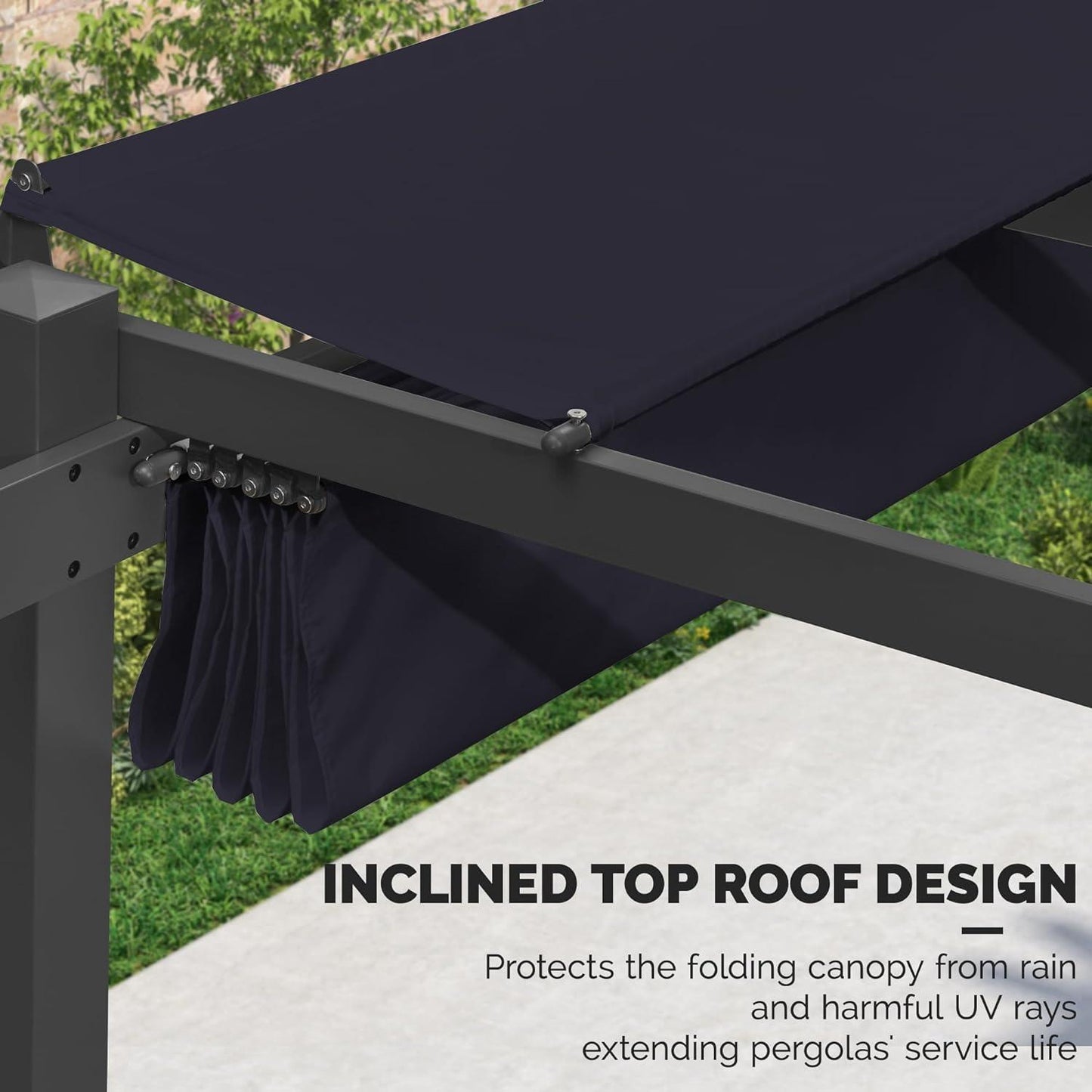 PURPLE LEAF Outdoor Retractable Pergola with Sun Shade Canopy Patio Aluminum Pergola With Lights