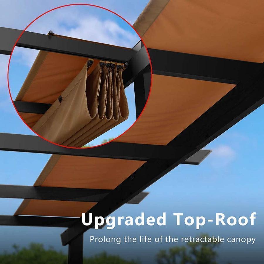 PURPLE LEAF Outdoor Retractable Pergola with Sun Shade Canopy Patio Aluminum Pergola With Lights