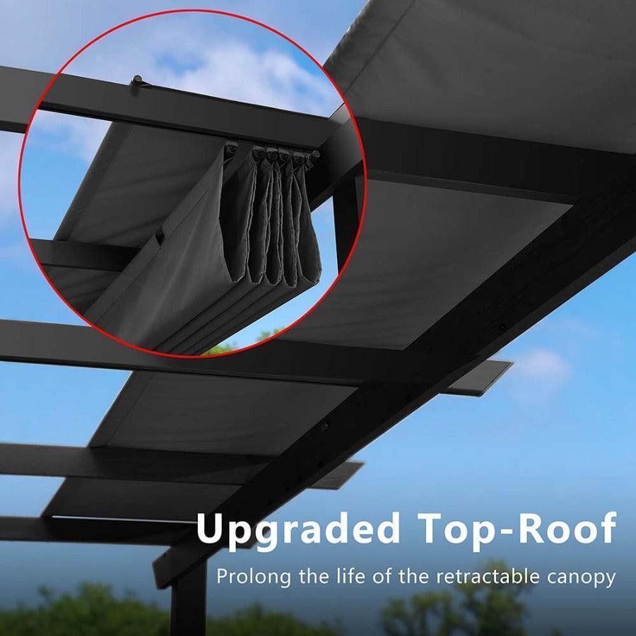 PURPLE LEAF Outdoor Retractable Pergola with Sun Shade Canopy Patio Aluminum Pergola With Lights