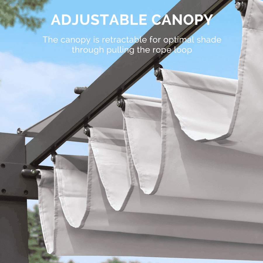 PURPLE LEAF Outdoor Retractable Pergola with Sun Shade Canopy Patio Aluminum Pergola With Lights