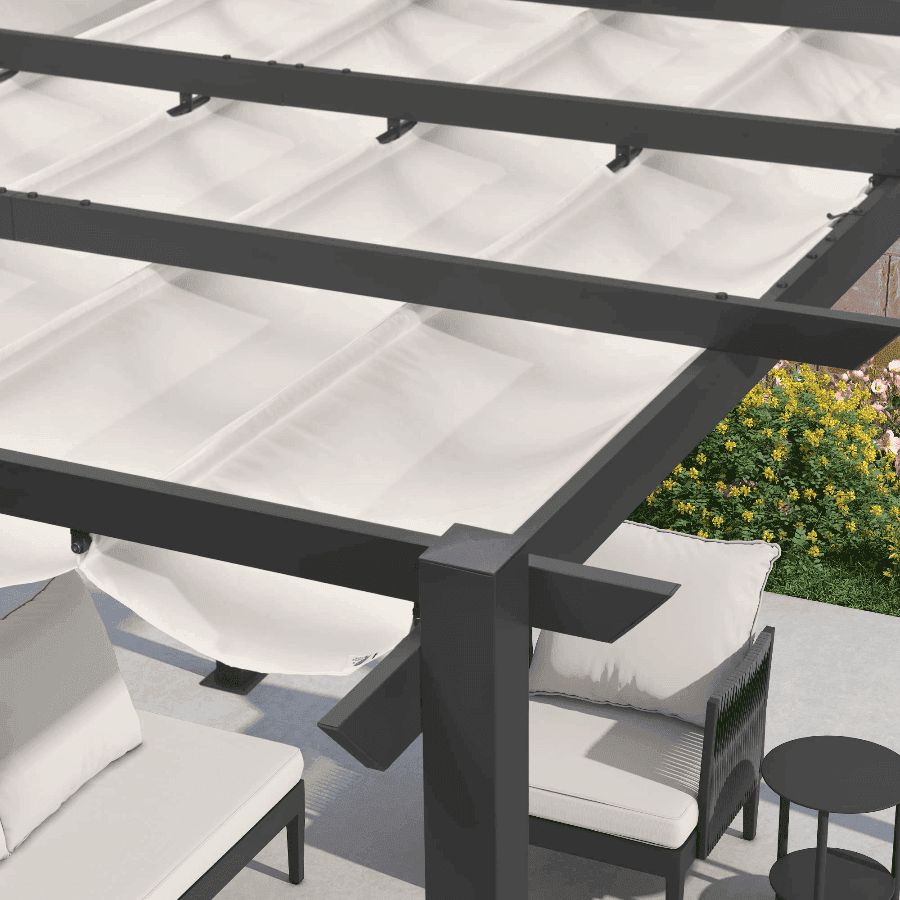 PURPLE LEAF Outdoor Retractable Pergola with Sun Shade Canopy Patio Aluminum Pergola With Lights