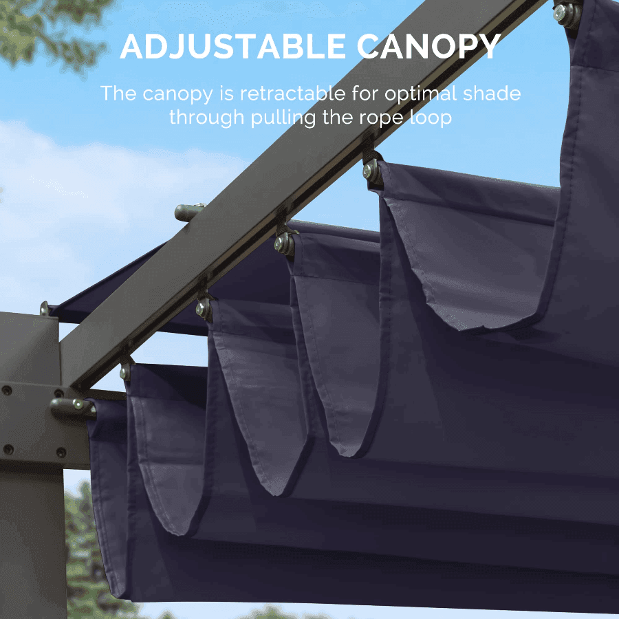 PURPLE LEAF Outdoor Retractable Pergola with Sun Shade Canopy Patio Aluminum Pergola With Lights