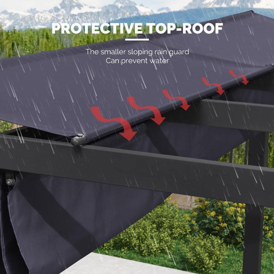 PURPLE LEAF Outdoor Retractable Pergola with Sun Shade Canopy Patio Aluminum Pergola With Lights